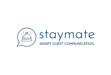 Logo staymate with slogan smart guest communication